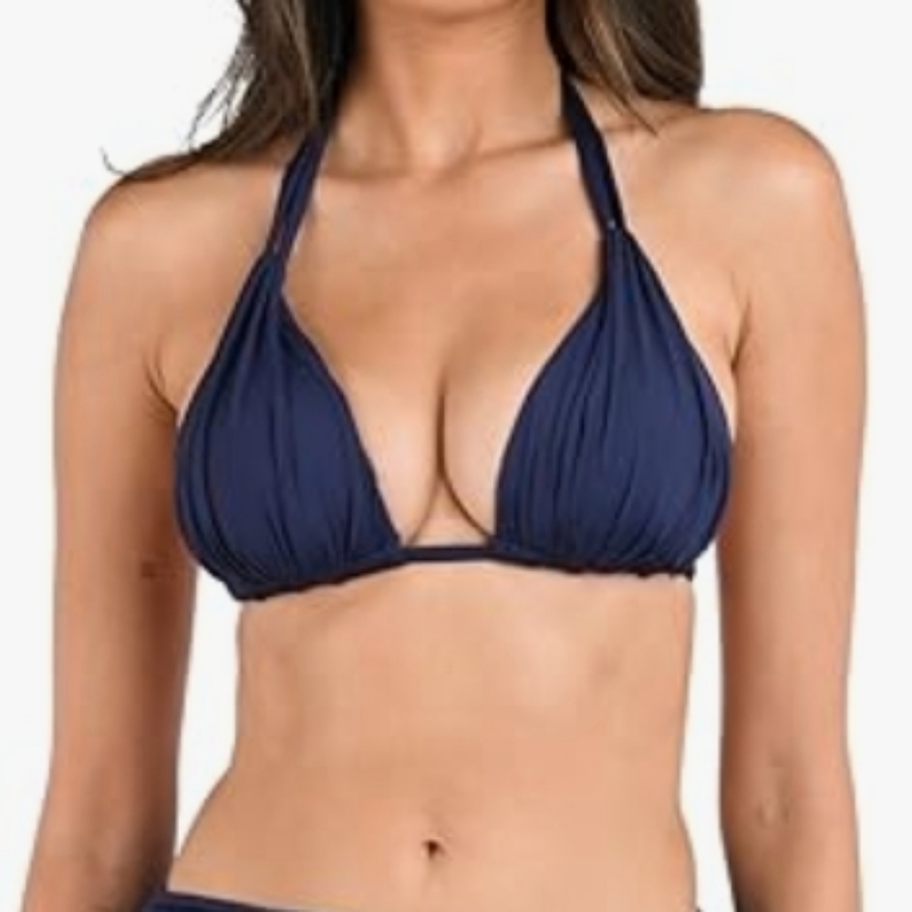NWT LA BLANCA Navy Blue Bikini Top Size 6 Brand New
